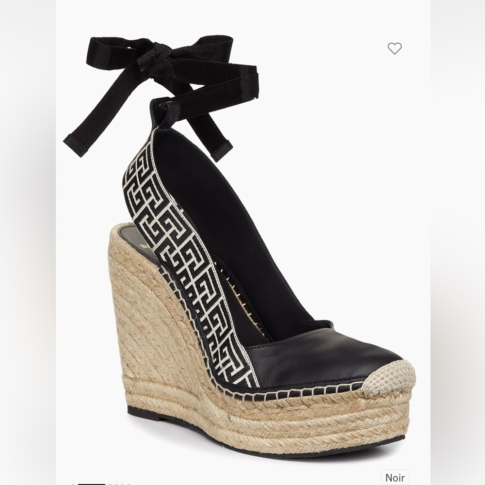 Balmain Alex 95MM Monogram Espadrille Wedges